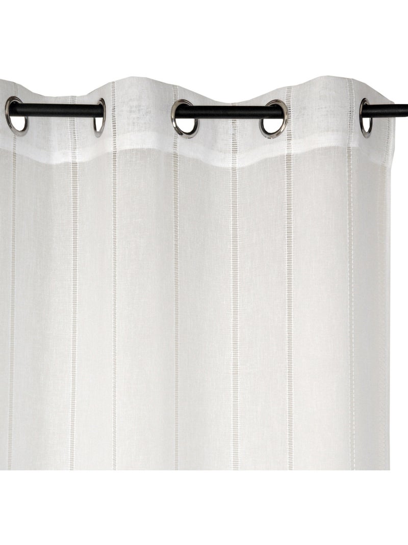Rideau Voilage jour échelle effet rayures à œillets prêt a Poser, 140x240cm, Blanc Blanc - Kiabi