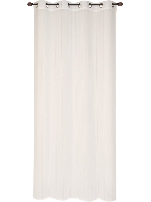 Rideau Voilage jour échelle effet rayures à œillets prêt a Poser, 140x240cm, Blanc - Kiabi