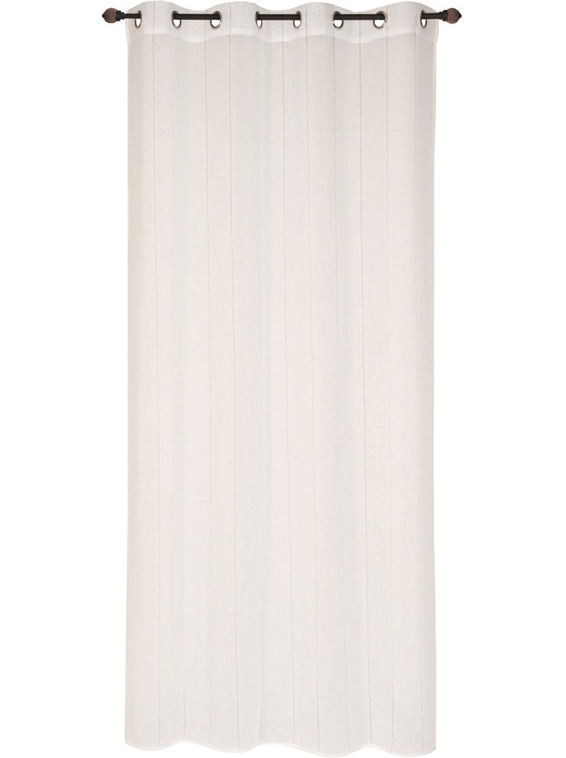Rideau Voilage jour échelle effet rayures à œillets prêt a Poser, 140x240cm, Blanc Blanc - Kiabi