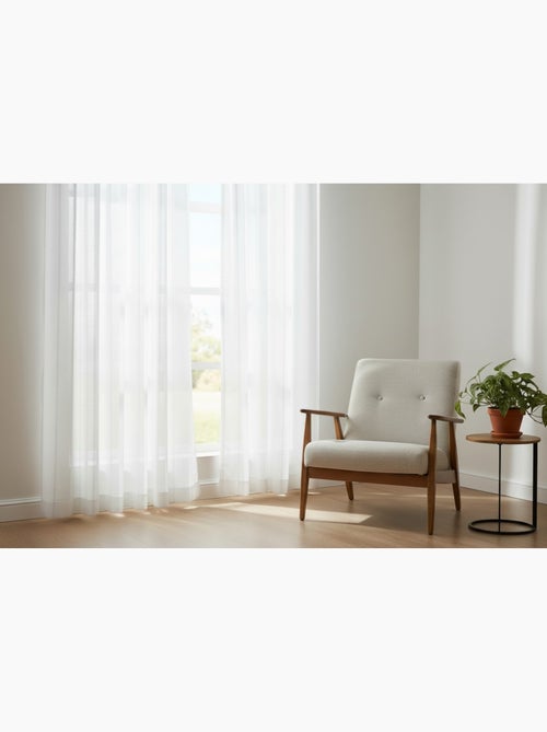 Rideau Voilage jour échelle effet rayures à œillets prêt a Poser, 140x240cm, Blanc - Kiabi