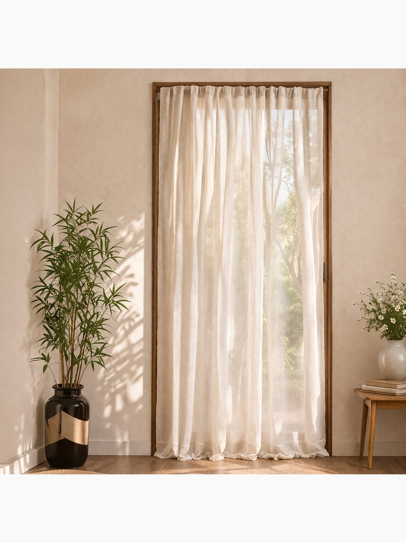 Rideau voilage marseillais filet coton stop insecte Bois naturel - Kiabi