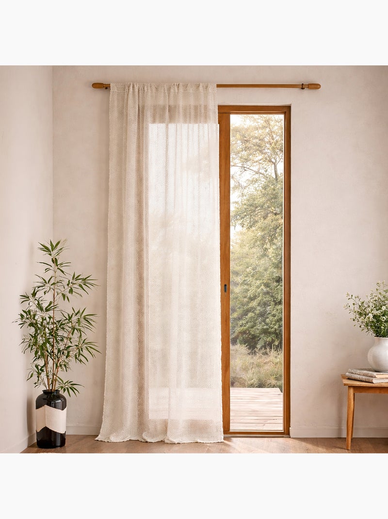 Rideau voilage marseillais filet coton stop insecte Bois naturel - Kiabi