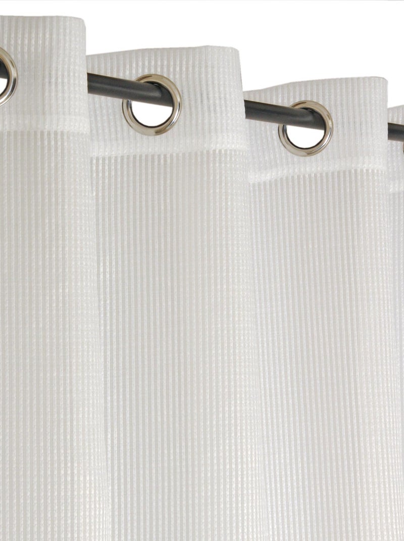 Rideau Voilage Organza Jacquards à Rayures Verticales. Beige - Kiabi