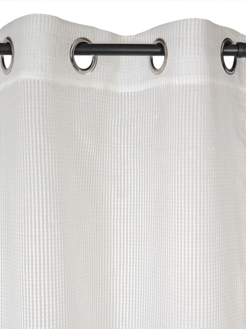 Rideau Voilage Organza Jacquards à Rayures Verticales. Beige - Kiabi