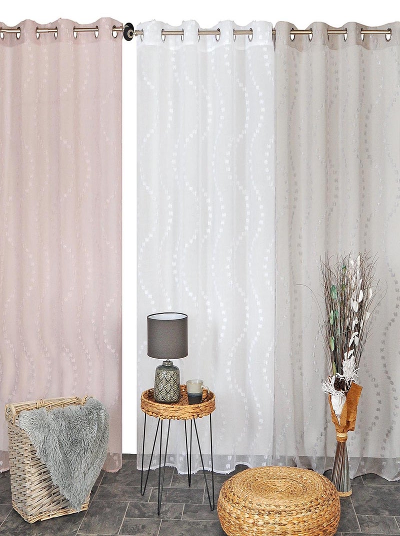 Rideau Voilage petits nœuds - prêt à poser. Gris Argenté - Kiabi