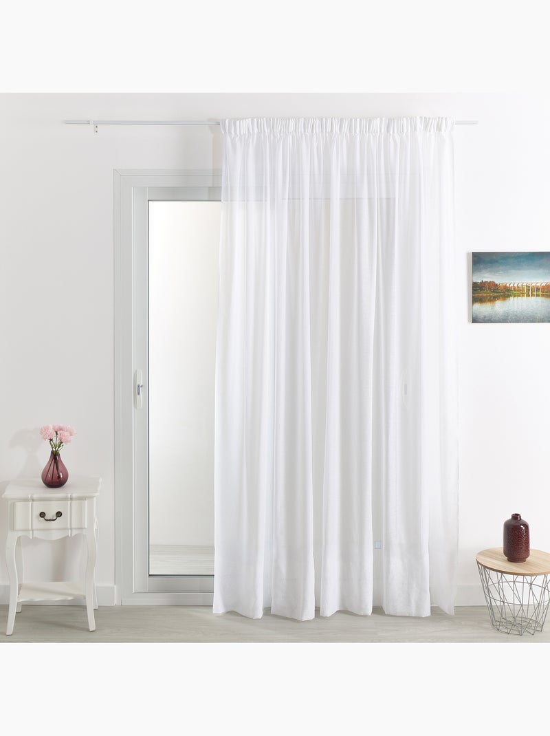 Rideau voilage poly-lin bas plombé Blanc - Kiabi