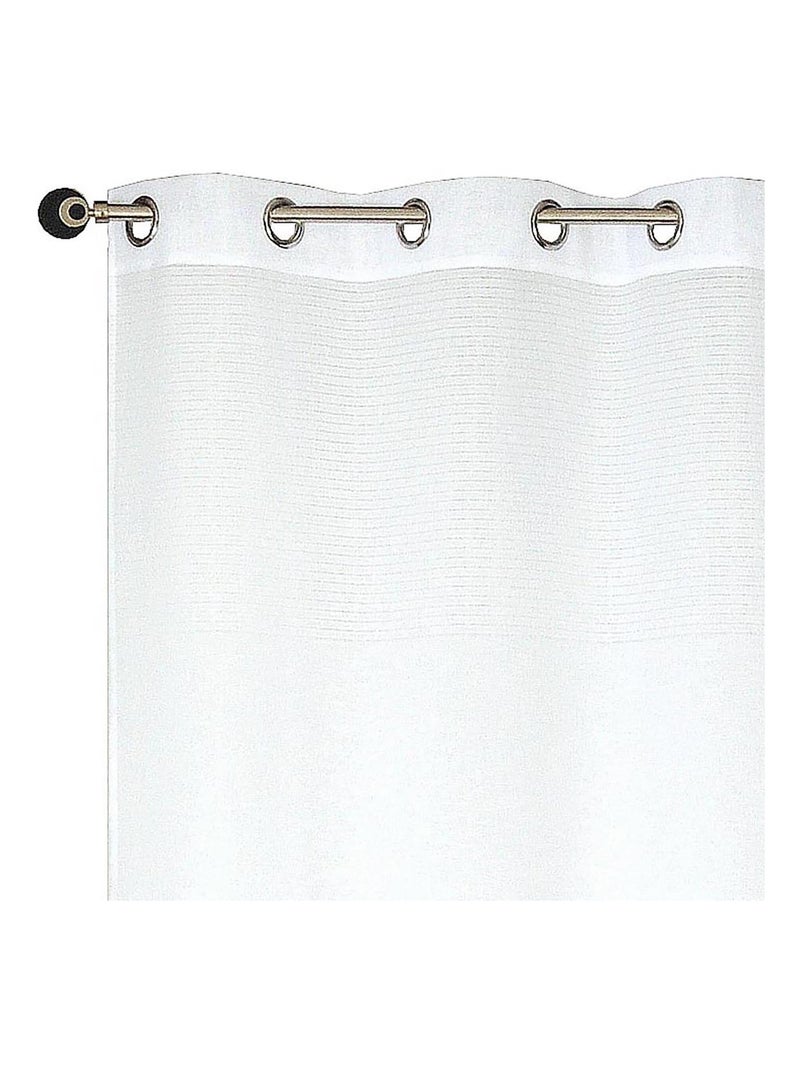 Rideau Voilage rayures ajourées en haut - prêt à poser. Blanc - Kiabi