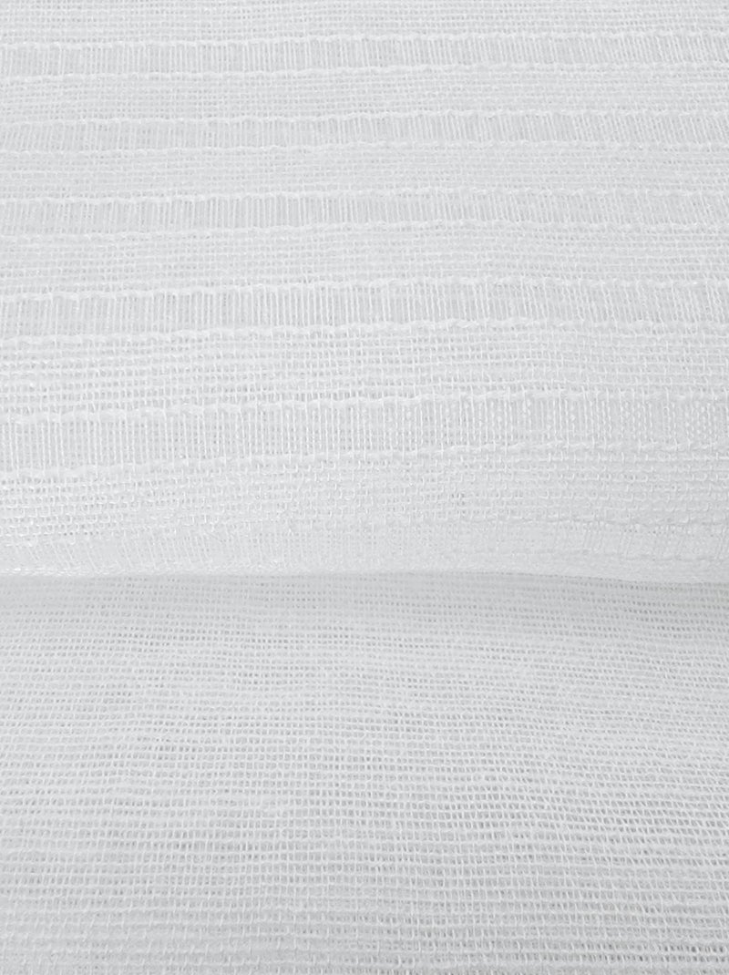 Rideau Voilage rayures ajourées en haut - prêt à poser. Blanc - Kiabi