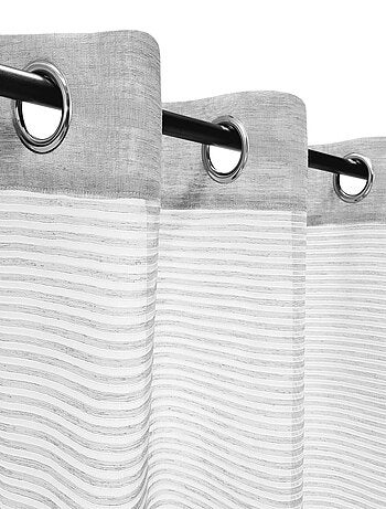 Rideau Voilage rayures ajourées en haut - prêt à poser.