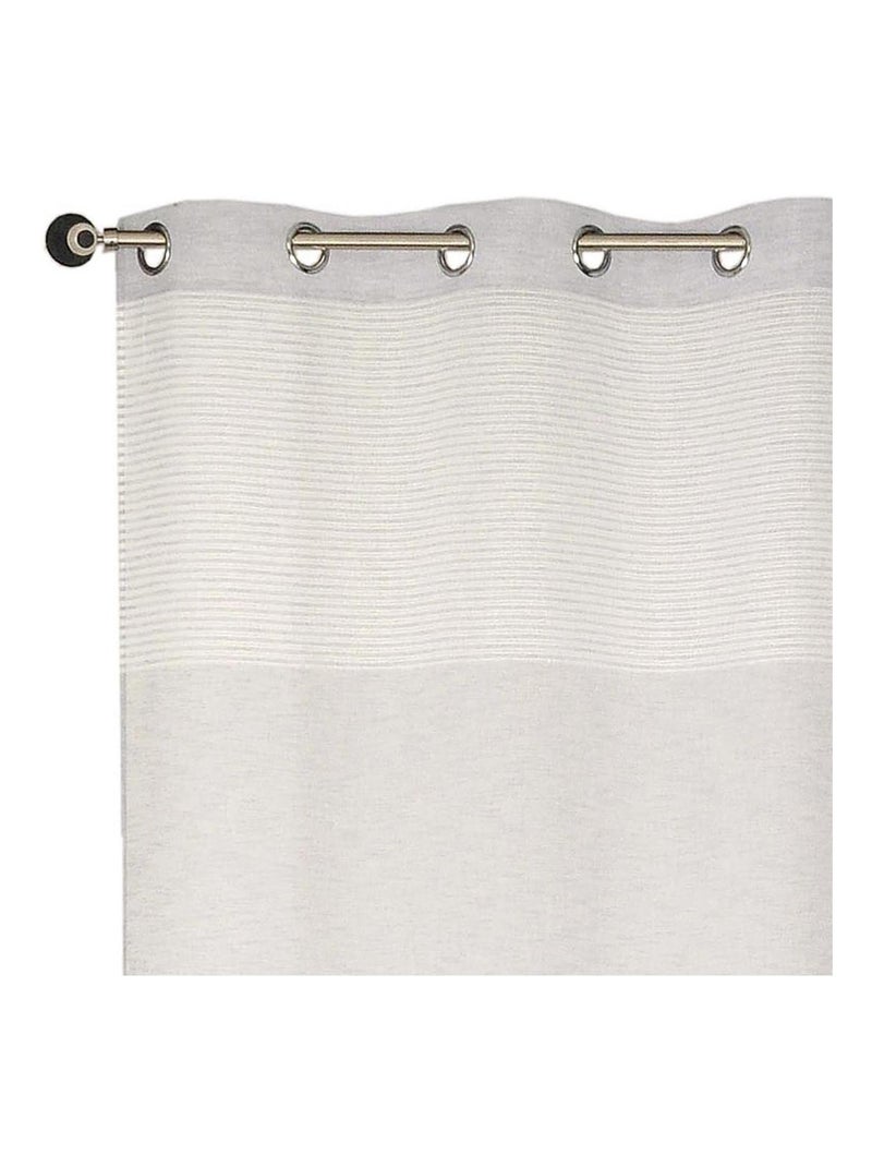 Rideau Voilage rayures ajourées en haut - prêt à poser. Gris Argenté - Kiabi