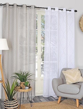 Rideau Voilage reliefé à motif - prêt à poser.