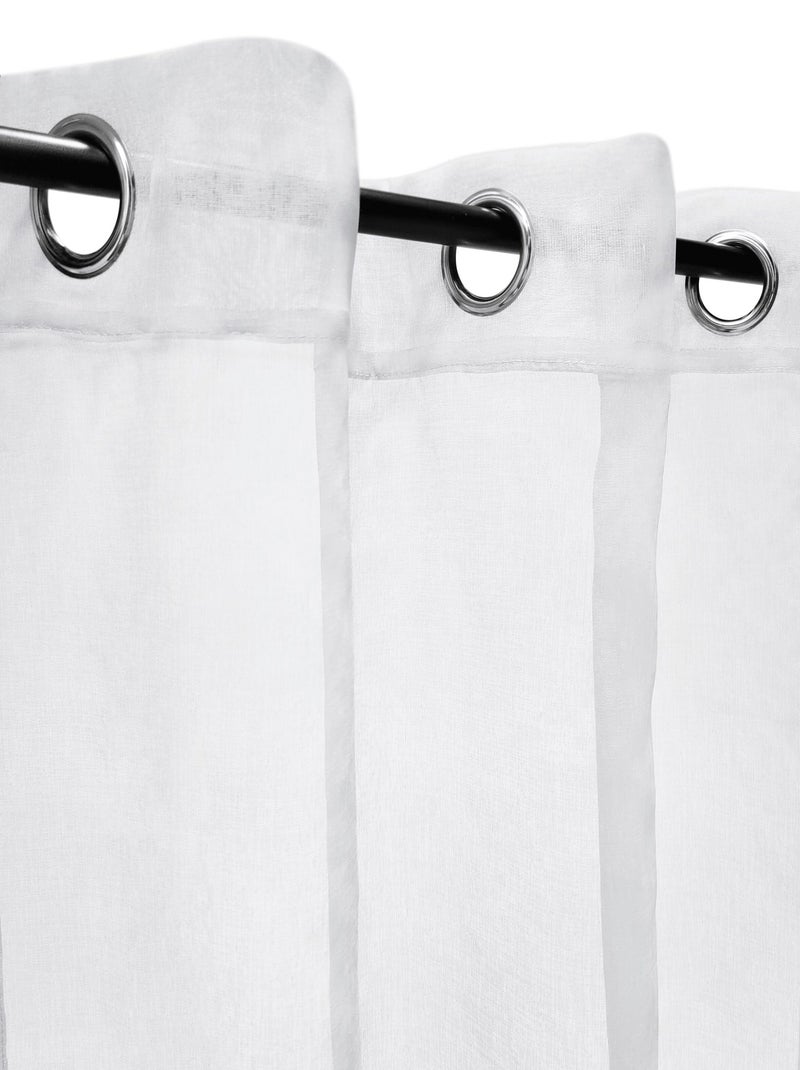 Rideau Voilage Uni à œillets prêt à poser. Blanc - Kiabi