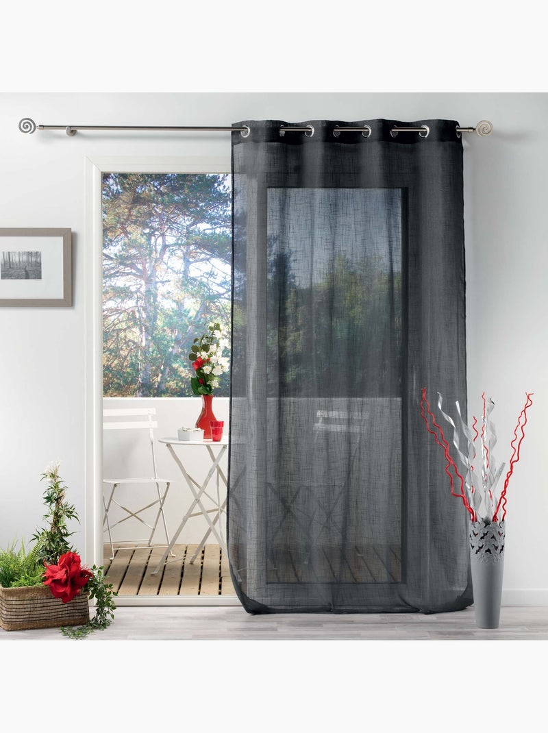 Rideau Voile effet lin Zazy gris anthracite - Kiabi