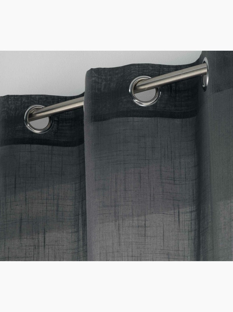 Rideau Voile effet lin Zazy gris anthracite - Kiabi