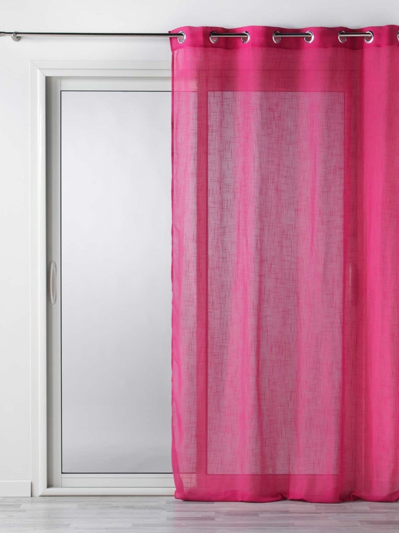 Rideau Voile effet lin Zazy Rose fushia - Kiabi
