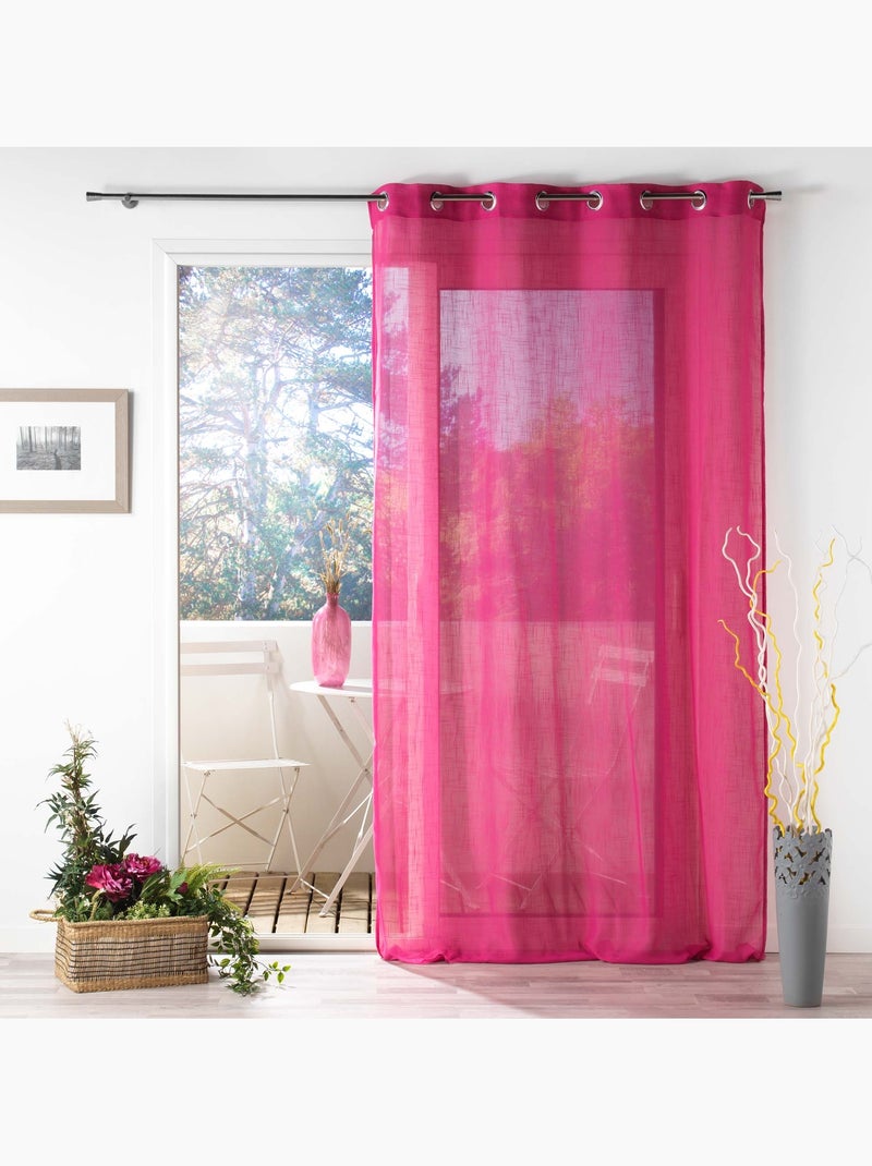 Rideau voile effet lin zazy Rose fushia - Kiabi