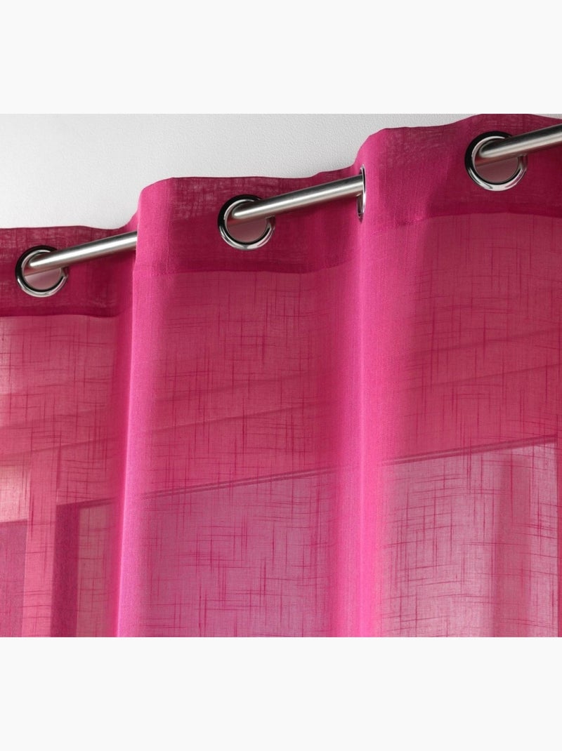 Rideau voile effet lin zazy Rose fushia - Kiabi