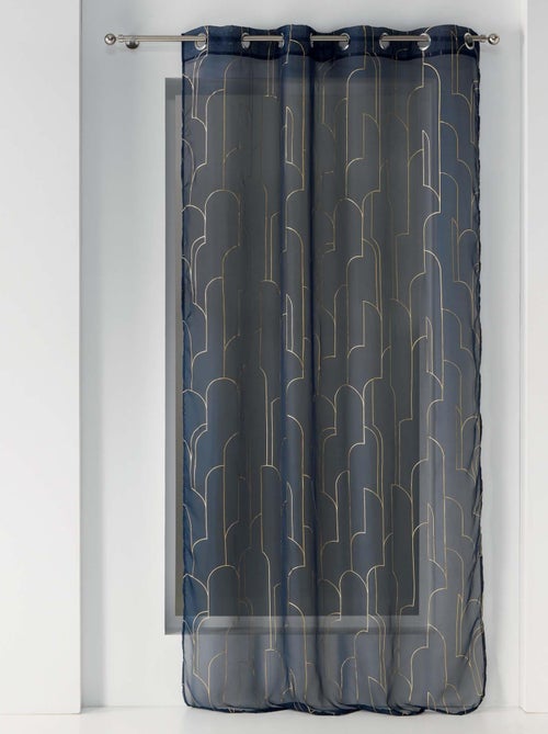 Rideau voile metallise Domea bleu or - Kiabi