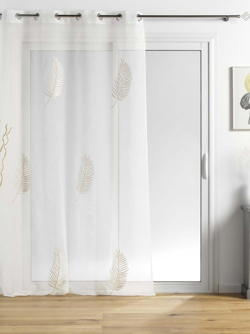 Rideau voile sable dore Palme or 140 x 240 cm Blanc - Kiabi