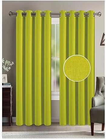 Rideau - home deco - 140 x 260 cm - effet lin - bleu - prêt-à-poser - lavable 30°c