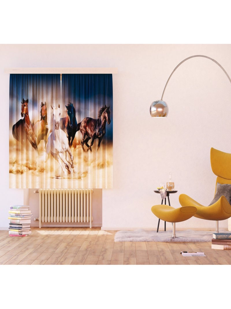 Rideaux chevaux - 2 pièces - L180 cm x H 160cm Multicolore - Kiabi