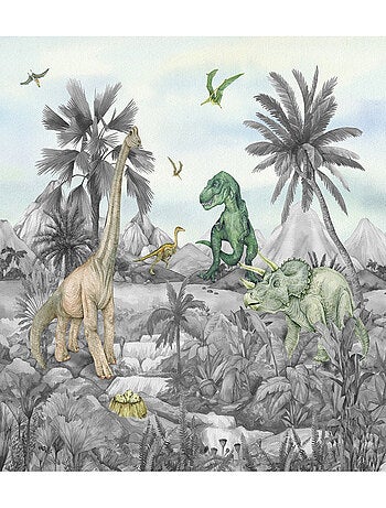 Rideaux Dinosaures noir et blanc - 2 pièces - L180 cm x H 160cm