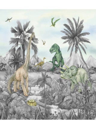 Rideaux Dinosaures noir et blanc - 2 pièces - L180 cm x H 160cm