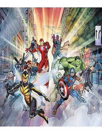 Rideaux Disney Marvel Avengers en vol - 11 personnages - 2 pièces - L180 cm x H 160cm