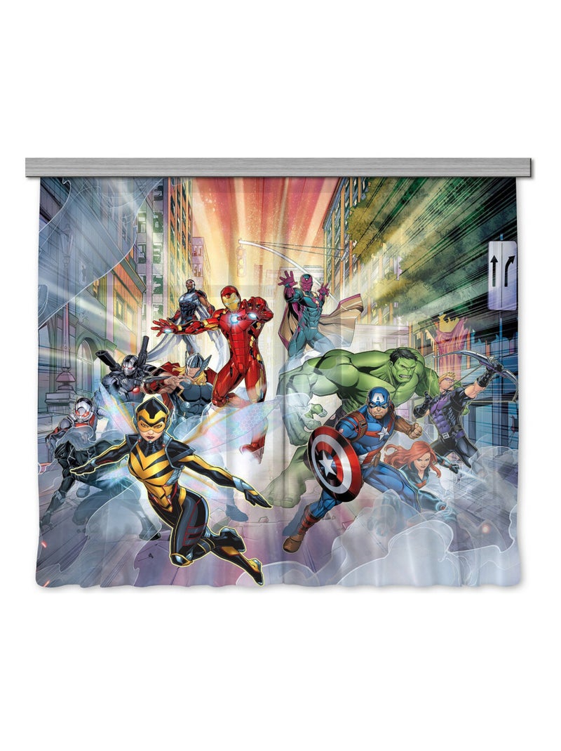 Rideaux Disney Marvel Avengers en vol - 11 personnages - 2 pièces - L180 cm x H 160cm Multicolore - Kiabi