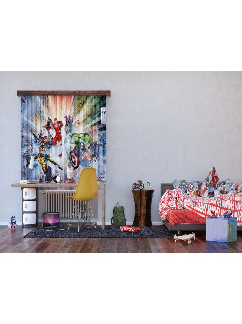 Rideaux Disney Marvel Avengers en vol - 11 personnages - 2 pièces - L180 cm x H 160cm Multicolore - Kiabi