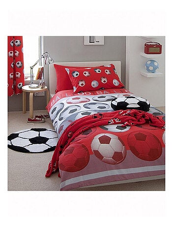 Rideaux doublés de Football - Rouge - 168 cm x 183 cm