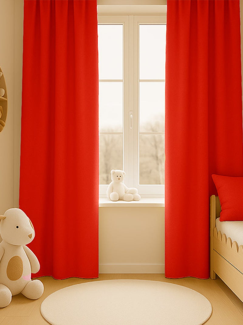 Rideaux en Gaze de Coton Bio Fraise Rouge - Kiabi