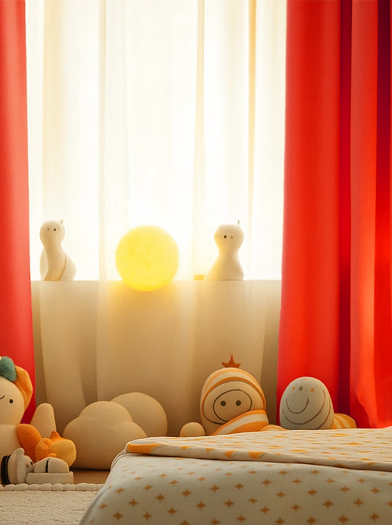 Rideaux en Gaze de Coton Bio Fraise Rouge - Kiabi