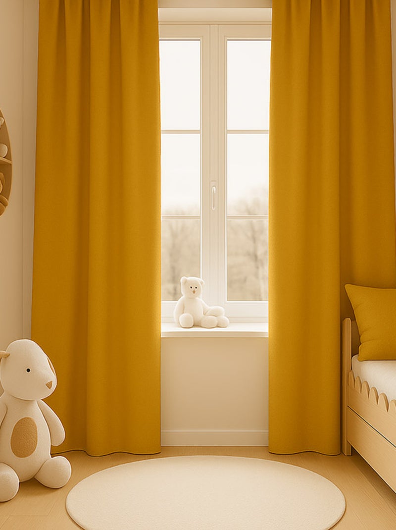Rideaux en Gaze de Coton Bio Honey Beige - Kiabi