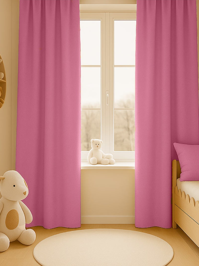 Rideaux en Gaze de Coton Bio Rose Rose - Kiabi