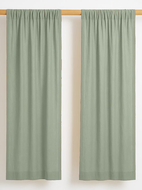 Rideaux en Gaze de Coton Bio Vert - Kiabi