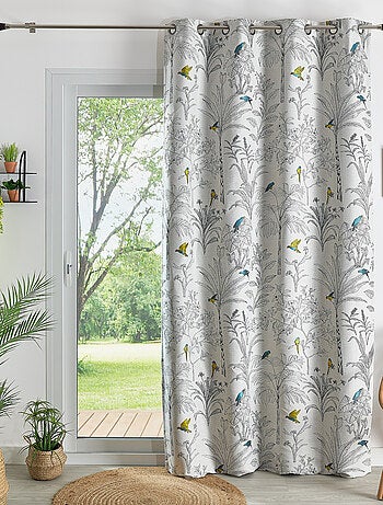Rideaux Jacquard imprimé floral et perroquets