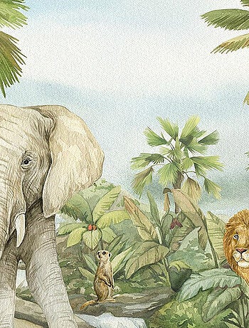 Rideaux les animaux de la jungle en couleurs - 2 pièces - L180 cm x H 160cm