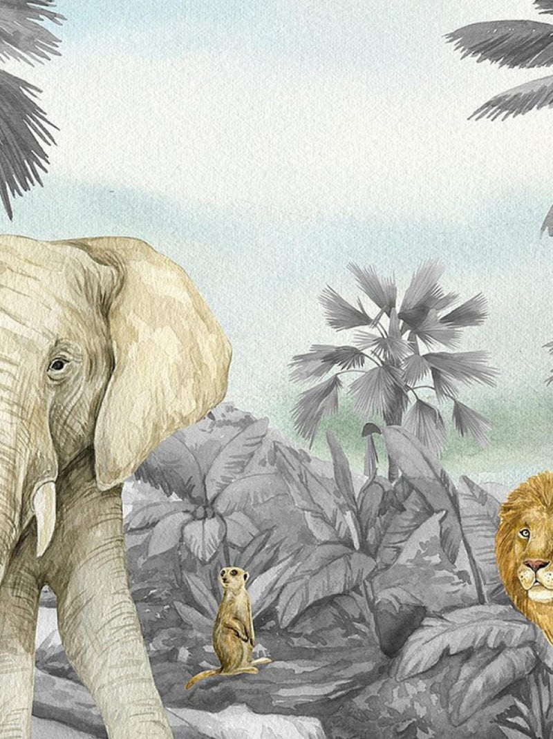 Rideaux les animaux de la jungle en noir et blanc - 2 pièces - L180 cm x H 160cm Multicolore - Kiabi