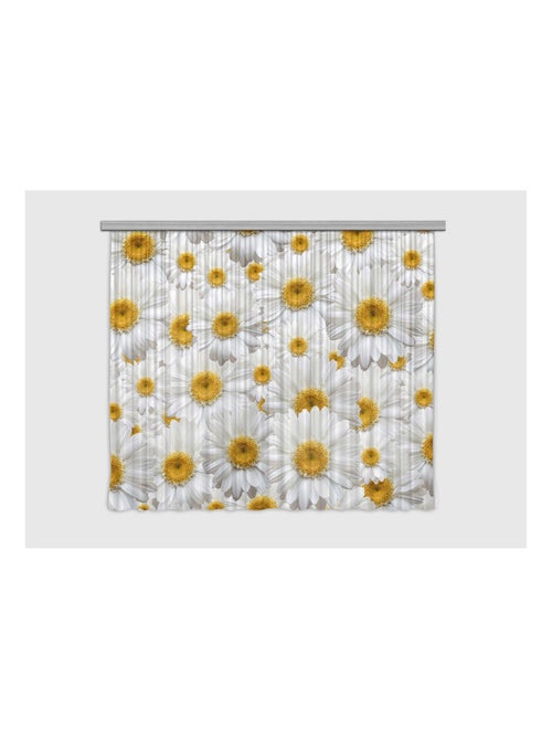 Rideaux motifs fleurs marguerites blanches et jaunes 180x160 cm, 2 pièces - Kiabi