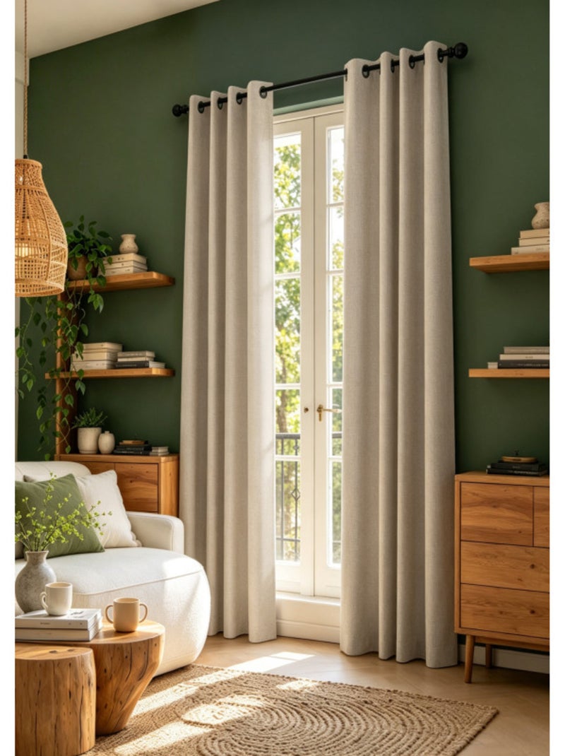 Rideaux occultant & obscurcissant - coton pur - 100% polyester Beige sable - Kiabi