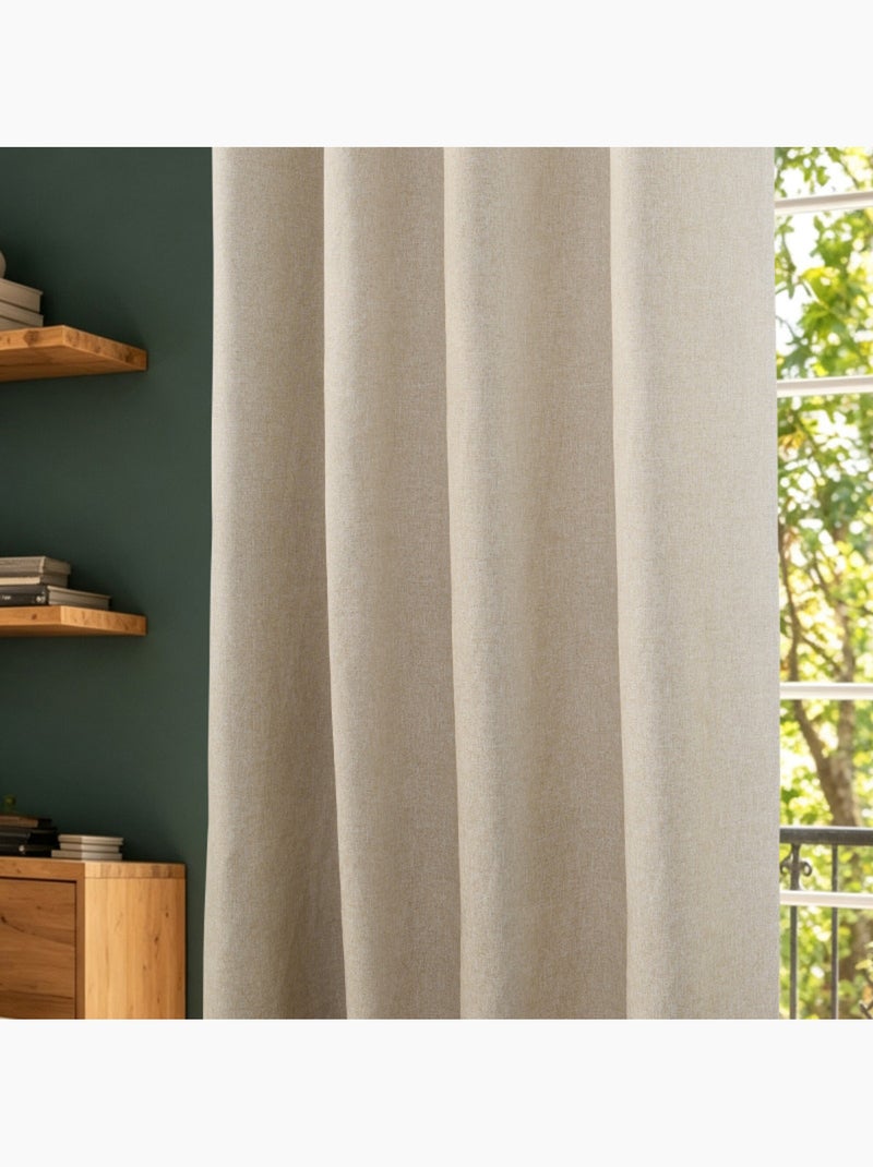 Rideaux occultant & obscurcissant - coton pur - 100% polyester Beige sable - Kiabi