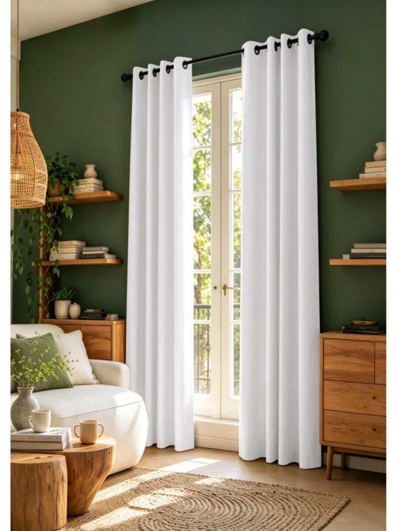 Rideaux occultant & obscurcissant - coton pur - 100% polyester Blanc - Kiabi