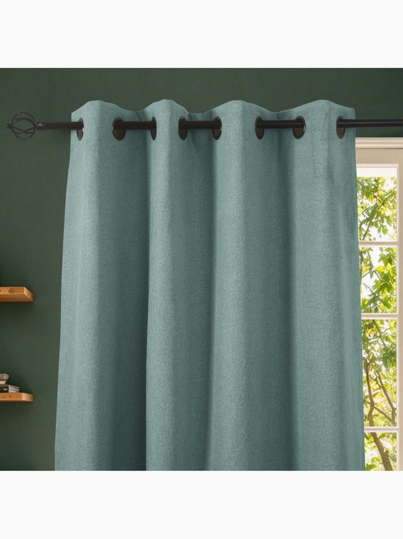 Rideaux occultant & obscurcissant - coton pur - 100% polyester Bleu turquoise - Kiabi