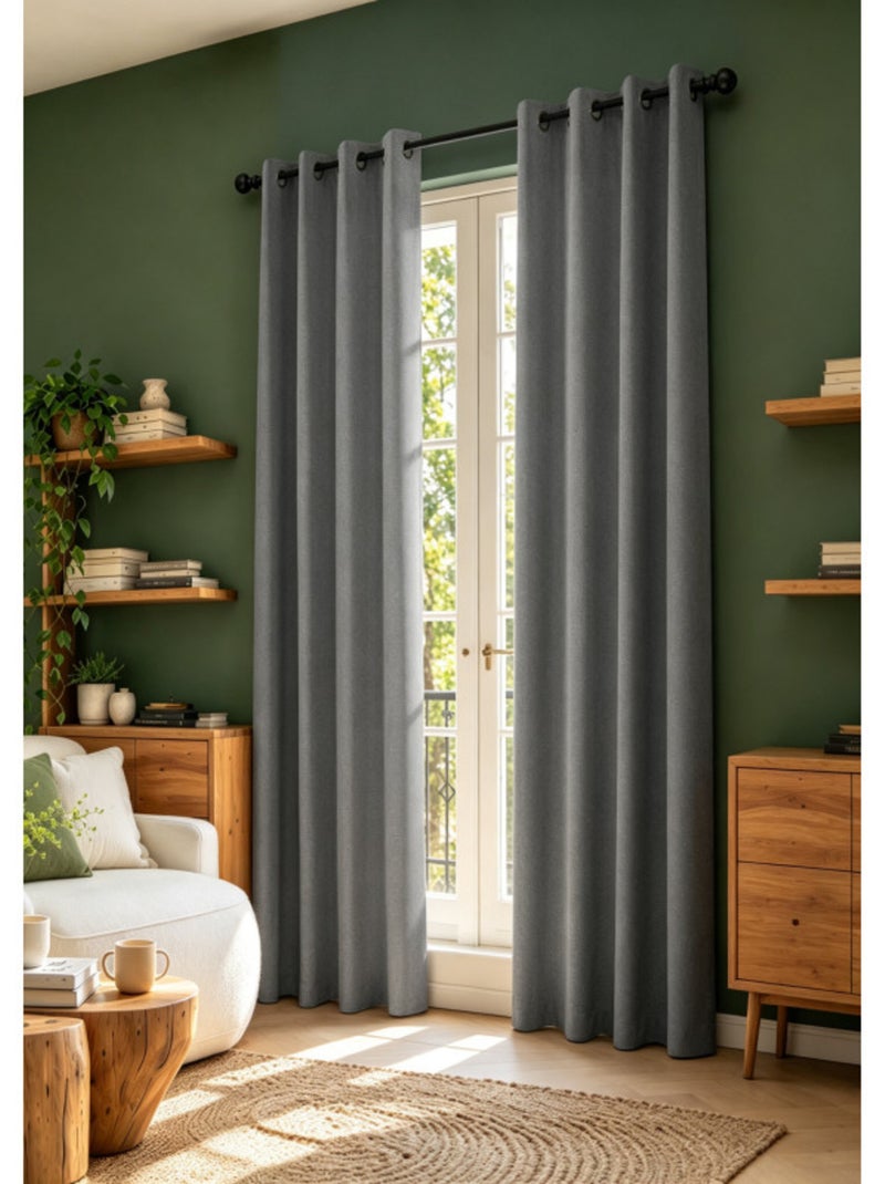 Rideaux occultant & obscurcissant - coton pur - 100% polyester Gris souris - Kiabi