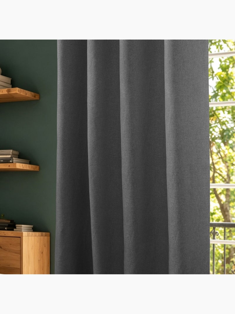 Rideaux occultant & obscurcissant - coton pur - 100% polyester Gris souris - Kiabi