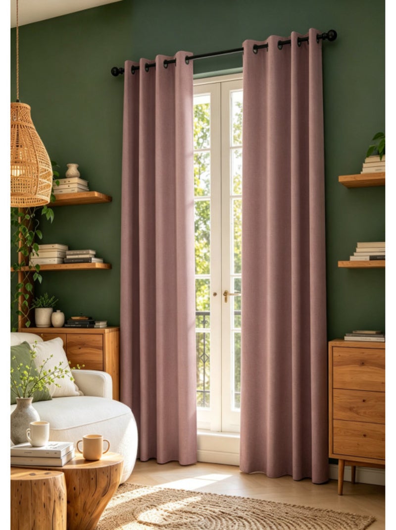 Rideaux occultant & obscurcissant - coton pur - 100% polyester Terracotta - Kiabi