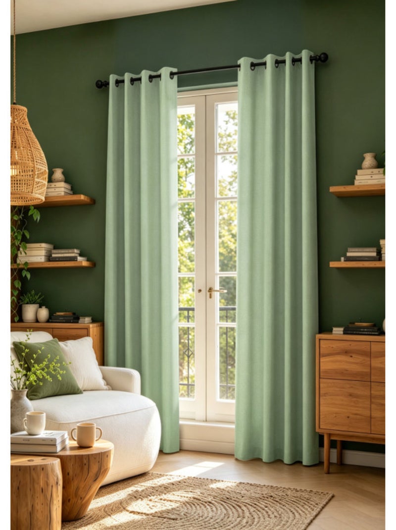 Rideaux occultant & obscurcissant - coton pur - 100% polyester Vert menthe - Kiabi