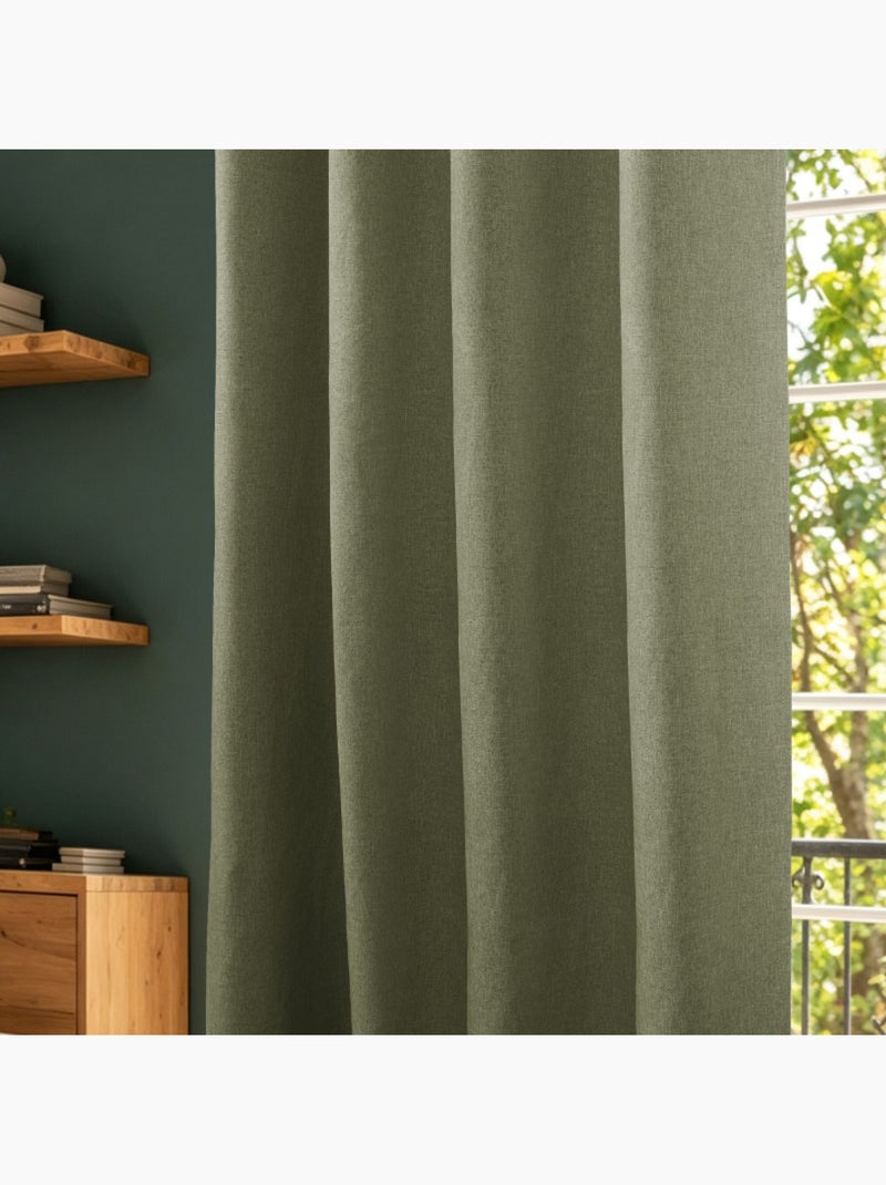 Rideaux occultant & obscurcissant - coton pur - 100% polyester Vert Sauge - Kiabi
