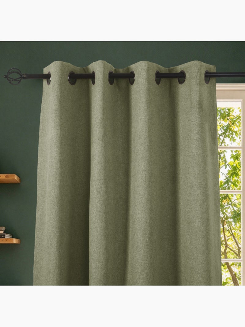 Rideaux occultant & obscurcissant - coton pur - 100% polyester Vert Sauge - Kiabi